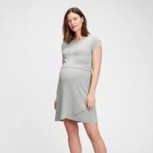 Gap Maternity Overlay Nursing Dress Size Small Gray EUC